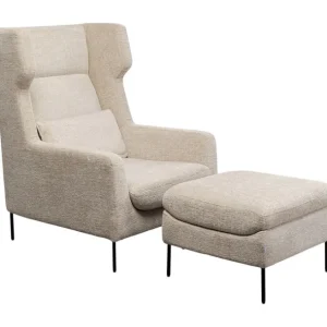 Fashion KARE Design Armchair + Stool Quinn High Beige