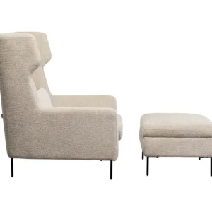 Fashion KARE Design Armchair + Stool Quinn High Beige