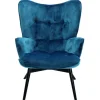 Best KARE Design Armchair Black Vicky Velvet Bluegreen
