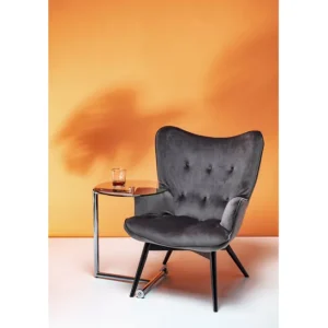 Sale KARE Design Armchair Black Vicky Velvet Grey