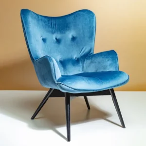 Best KARE Design Armchair Black Vicky Velvet Bluegreen