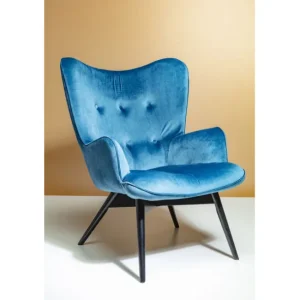 Best KARE Design Armchair Black Vicky Velvet Bluegreen