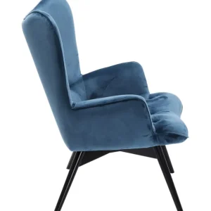 Best KARE Design Armchair Black Vicky Velvet Bluegreen