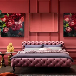Fashion KARE Design Bed Desire Velvet Mauve 160x200cm