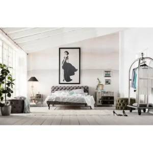 Online KARE Design Bed Desire Velvet Silver Grey 200x200cm