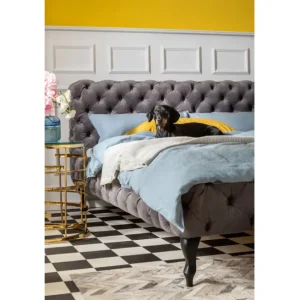 Hot KARE Design Bed Desire Velvet Silver Grey 160x200 cm
