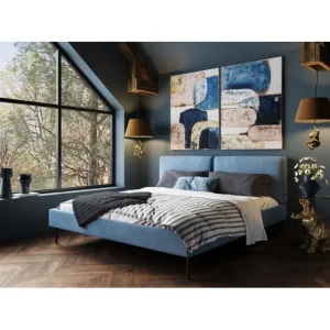 Best KARE Design Bed East Side Cord Blue 160x200cm