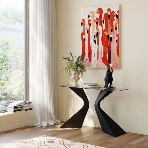 canvas_picture_flamingo_m_6.webp Fashion KARE Design Canvas Picture Flamingo Meeting 90x120cm