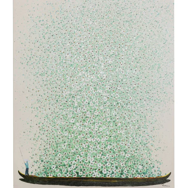 canvas_picture_flower_boa_0-5.webp Online KARE Design Canvas Picture Flower Boat Beige Green 80x100cm