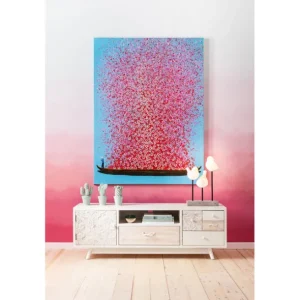 Sale KARE Design Canvas Picture Flower Boat Blue Pink 120x160cm