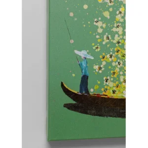Best KARE Design Canvas Picture Flower Boat Green Yellow 80x100cm