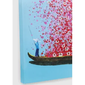 Sale KARE Design Canvas Picture Flower Boat Blue Pink 80x100cm