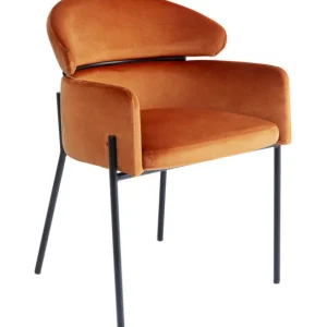 Hot KARE Design Chair with Armrest Alexia Velvet Orange