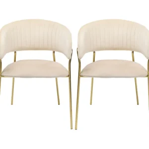 Best KARE Design Chair with Armrest Belle Velvet Cream (2/Set)