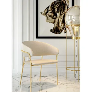 Best KARE Design Chair with Armrest Belle Velvet Cream (2/Set)