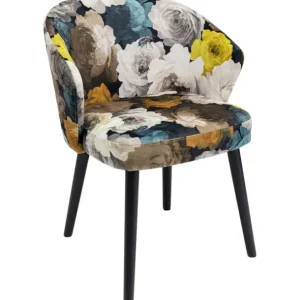 Fashion KARE Design Chair with Armrest Peony Flower Yellow