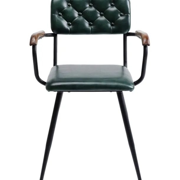 chair_with_armrest_salsa__0-1.webp Clearance KARE Design Chair with Armrest Salsa Leather Dark Green