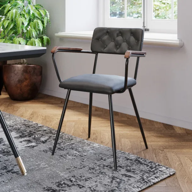 chair_with_armrest_salsa__1-1.webp Clearance KARE Design Chair with Armrest Salsa Leather Dark Green