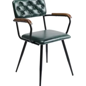 Clearance KARE Design Chair with Armrest Salsa Leather Dark Green