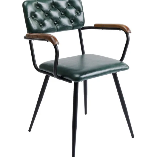chair_with_armrest_salsa__2-1.webp Clearance KARE Design Chair with Armrest Salsa Leather Dark Green