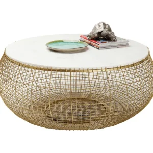 New KARE Design Coffee Table Cesta Marble Gold Ø100cm