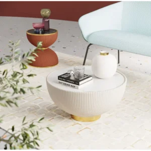 Best KARE Design Coffee Table Endless Vegas White Ø71cm