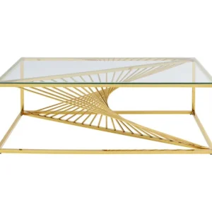 Outlet KARE Design Coffee Table Laser Gold Clear Glass 120x60cm