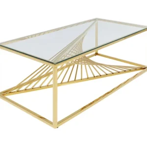 Outlet KARE Design Coffee Table Laser Gold Clear Glass 120x60cm