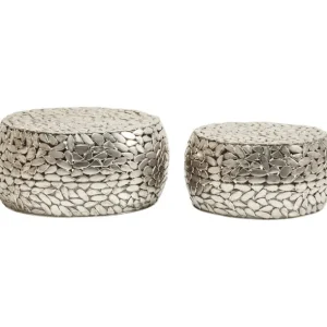 New KARE Design Coffee Table Pebbles Deluxe Silver (2/Set)