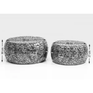 New KARE Design Coffee Table Pebbles Deluxe Silver (2/Set)