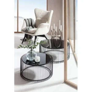 Fashion KARE Design Coffee Table Wire Black (2/Set)