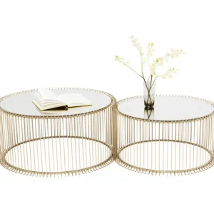 Fashion KARE Design Coffee Table Wire Brass (2/Set)