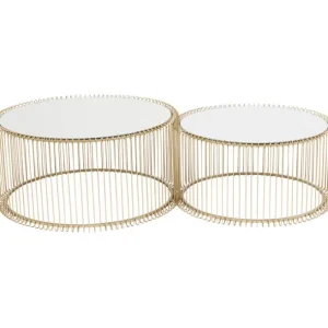 Fashion KARE Design Coffee Table Wire Brass (2/Set)