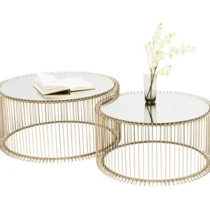 Fashion KARE Design Coffee Table Wire Brass (2/Set)