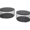 Online KARE Design Coffee Table Wire Double Black Wood (2/Set)