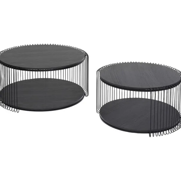 coffee_table_wire_double__0-4.webp Online KARE Design Coffee Table Wire Double Black Wood (2/Set)