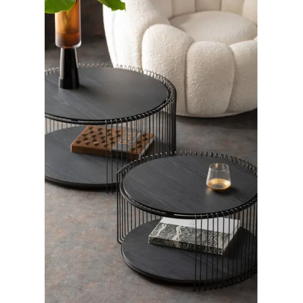 coffee_table_wire_double__1-4.webp Online KARE Design Coffee Table Wire Double Black Wood (2/Set)
