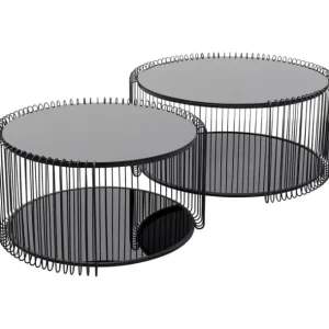 Fashion KARE Design Coffee Table Wire Double Black (2/Set)