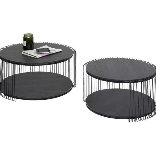 coffee_table_wire_double__5-3.webp Online KARE Design Coffee Table Wire Double Black Wood (2/Set)
