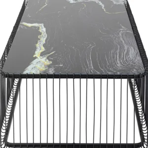 Sale KARE Design Coffee Table Wire Glass Marble Black 145x70cm