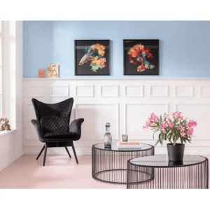 New KARE Design Coffee Table Wire Uno Black Ø80cm