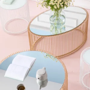 Online KARE Design Coffee Table Wire Uno Brass 60x90cm