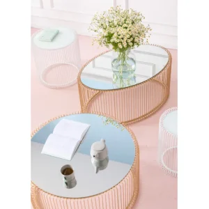 Outlet KARE Design Coffee Table Wire Uno Brass Ø80cm