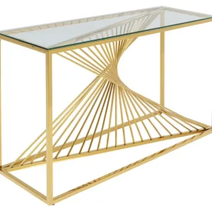 Fashion KARE Design Console Laser Gold Clear Glass 120x40cm