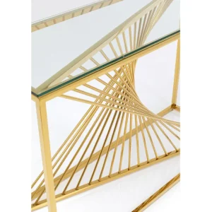 Fashion KARE Design Console Laser Gold Clear Glass 120x40cm