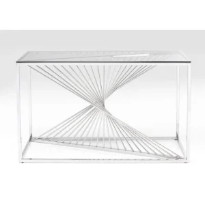 Hot KARE Design Console Laser Silver Clear Glass 120x40cm