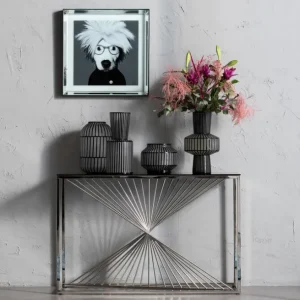 Hot KARE Design Console Laser Silver Clear Glass 120x40cm