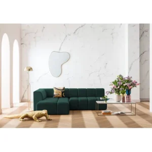 New KARE Design Corner Sofa Belami Velvet Dark Green Left 265cm
