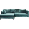 Hot KARE Design Corner Sofa Gianni Velvet Dark Green Left Black