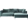 Best KARE Design Corner Sofa Gianni Velvet Dark Green Right Black